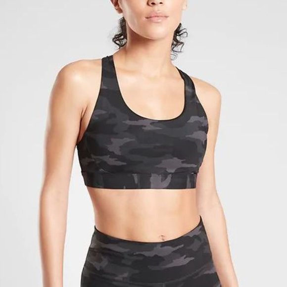 NWOT Athleta Black Ultimate Camo Printed Bra - Picture 2 of 8